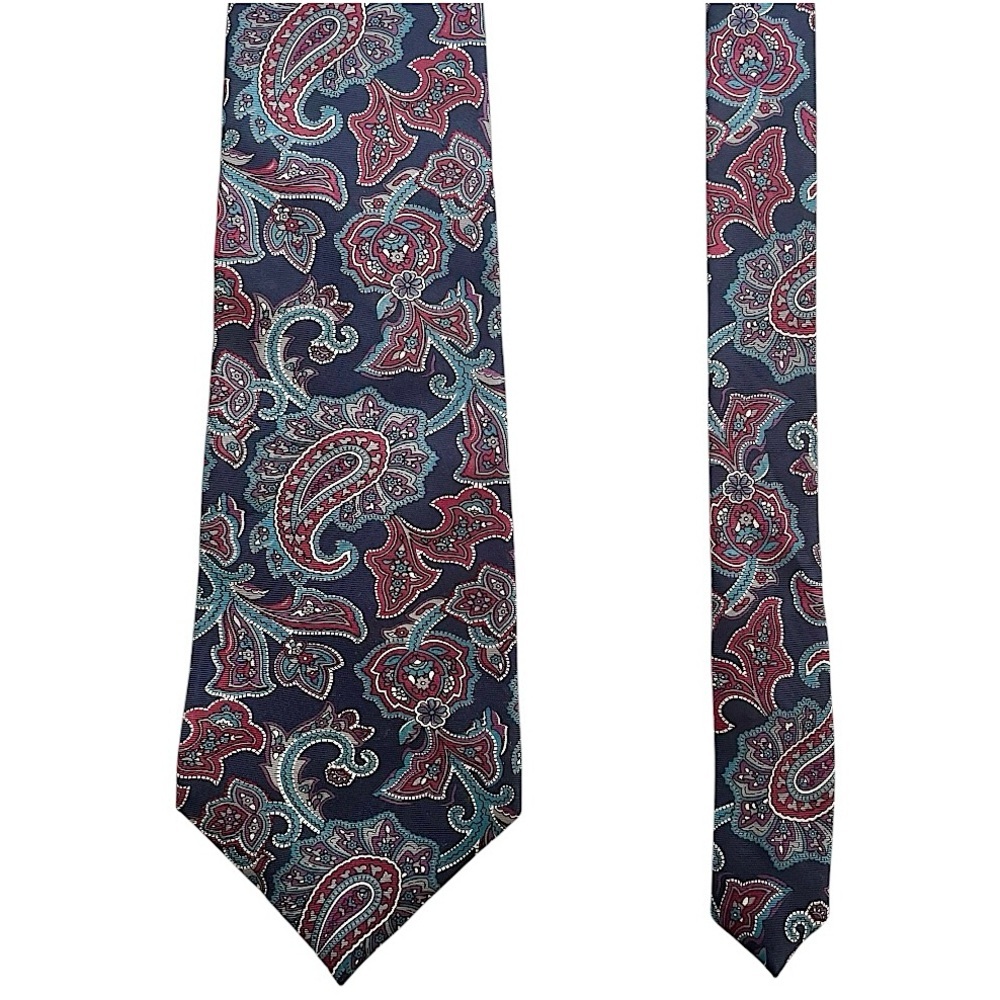 Savile Row men’s vintage 100% Italian silk paisley print necktie classic career